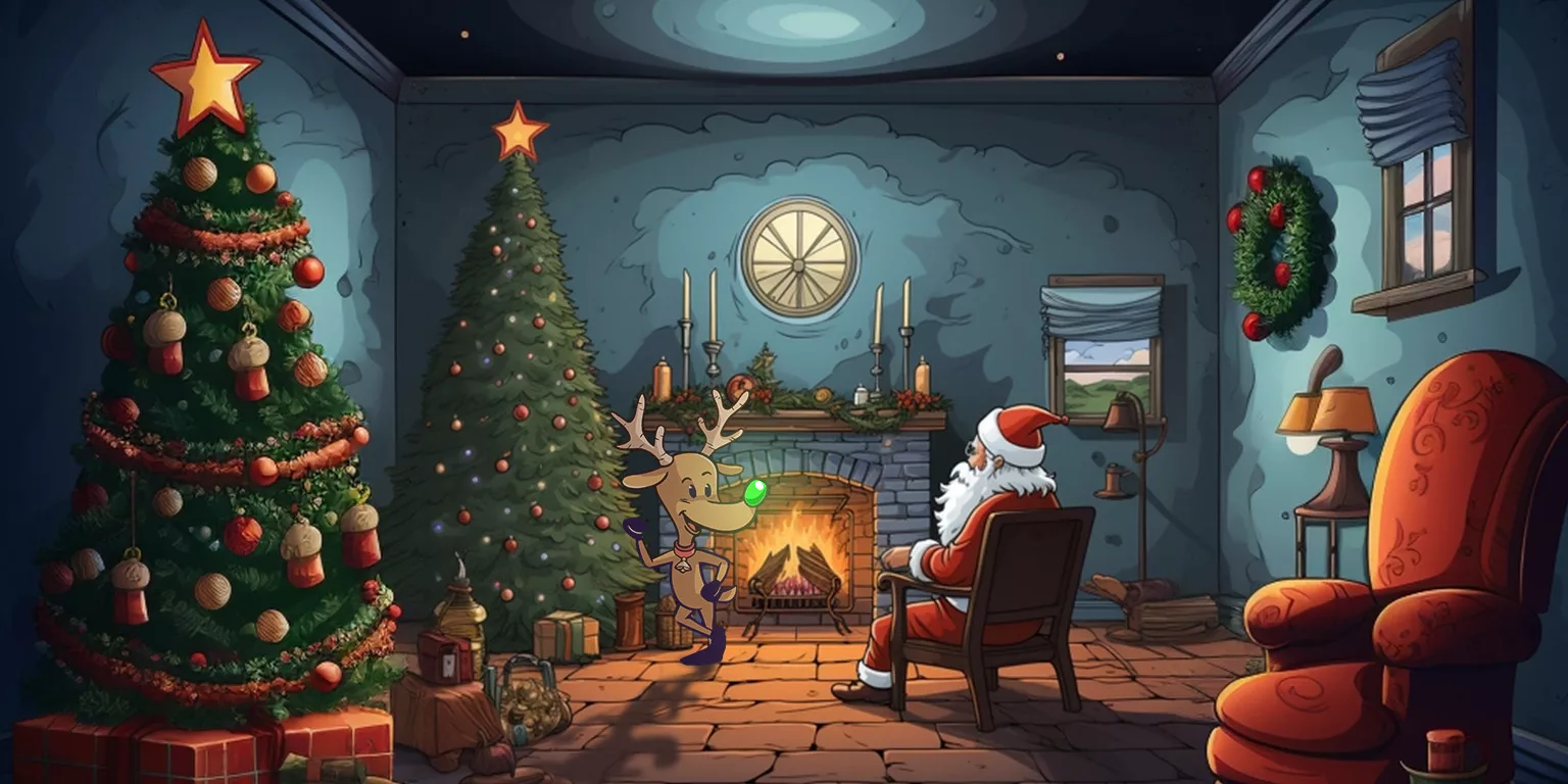 Santa and Casher by the Fire